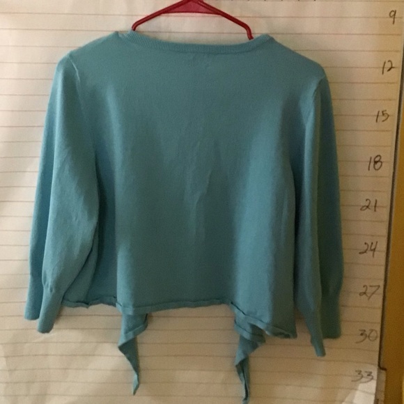 INC INTERNATIONAL CONCEPT women’s sweater half wrap w/ties in front blue/green - Picture 4 of 4